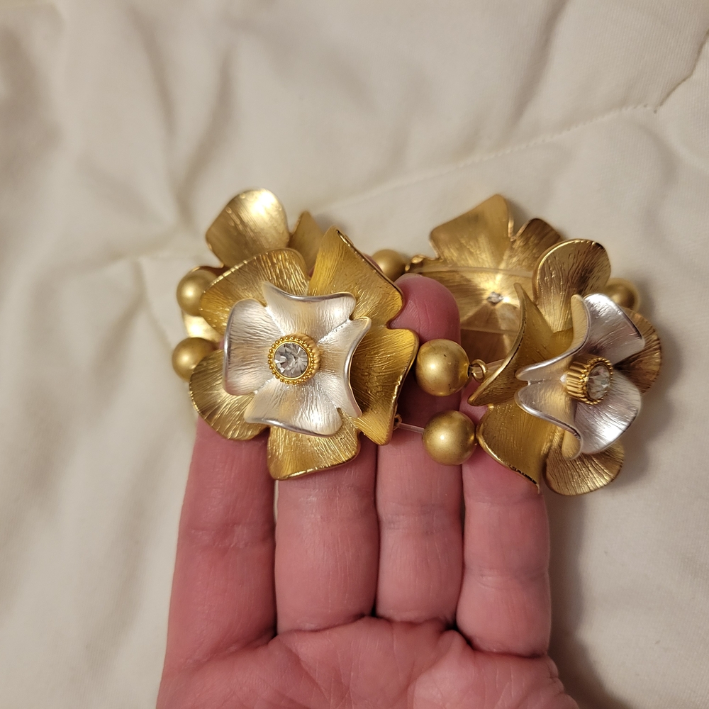 Gold and Silver Floral Bracelet